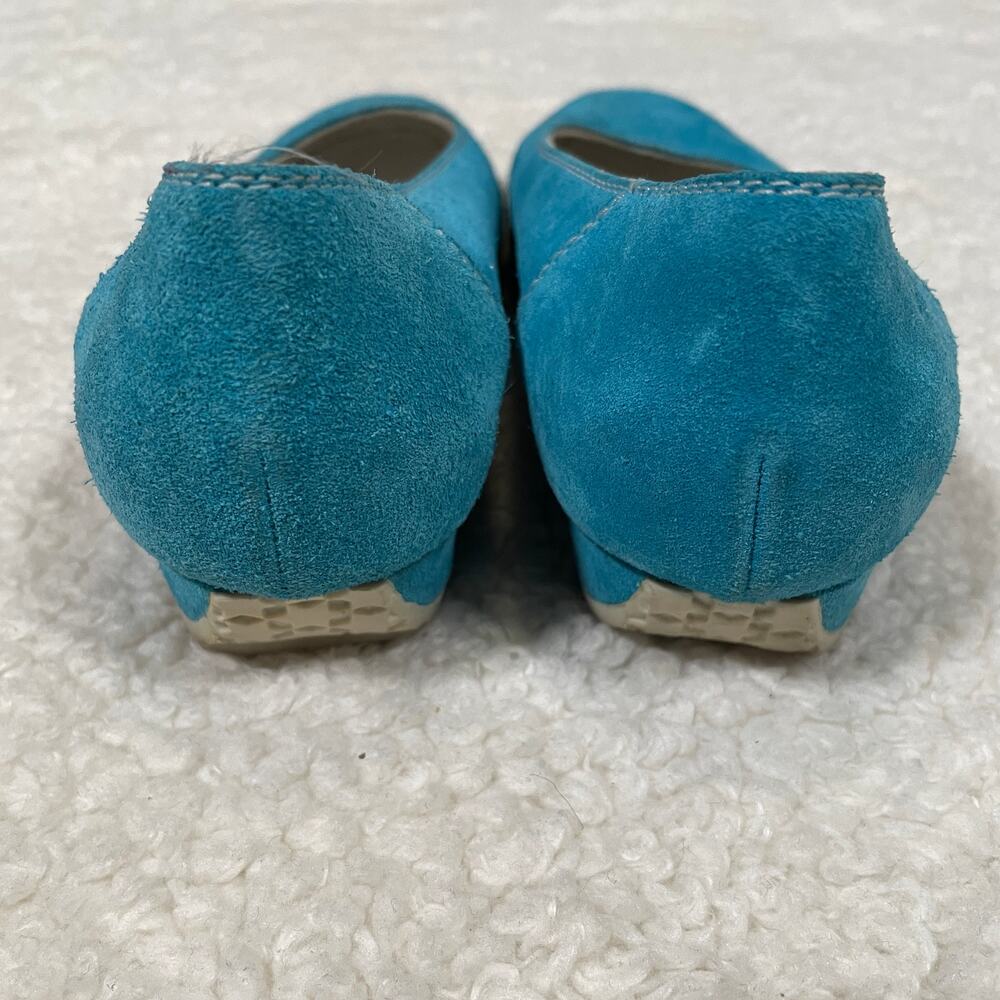 Bruno Magli Suede Skimmer Flats / Tiny Wedge Turquoise‎ Embroidered 6 N - Picture 7 of 10